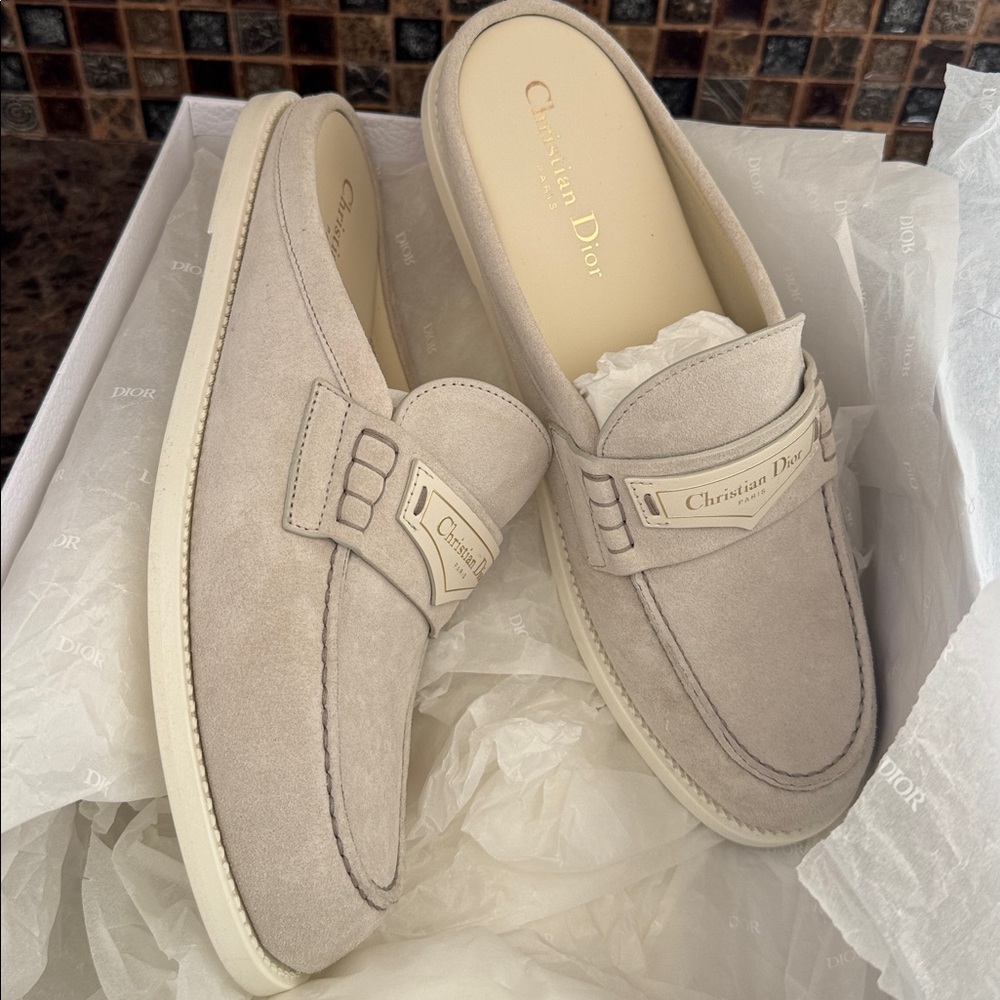 Christian Dior Dior boy slide mocassin loafer mule flat white slip on sz 39.5 - Picture 8 of 10